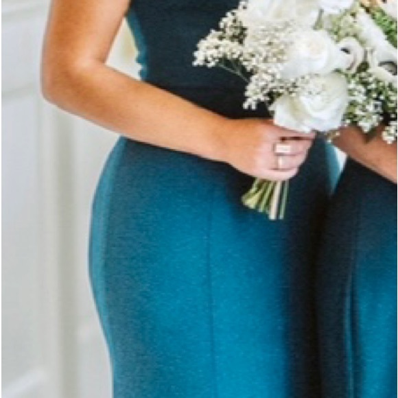 Jenny Yoo “Taryn” floor length gown in “Caspian Sea” color. - Picture 3 of 15